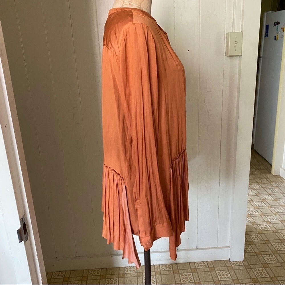 BANANA REPUBLIC Heritage sz S Orange Long Sleeve Ruffle Shirt - Picture 4 of 8